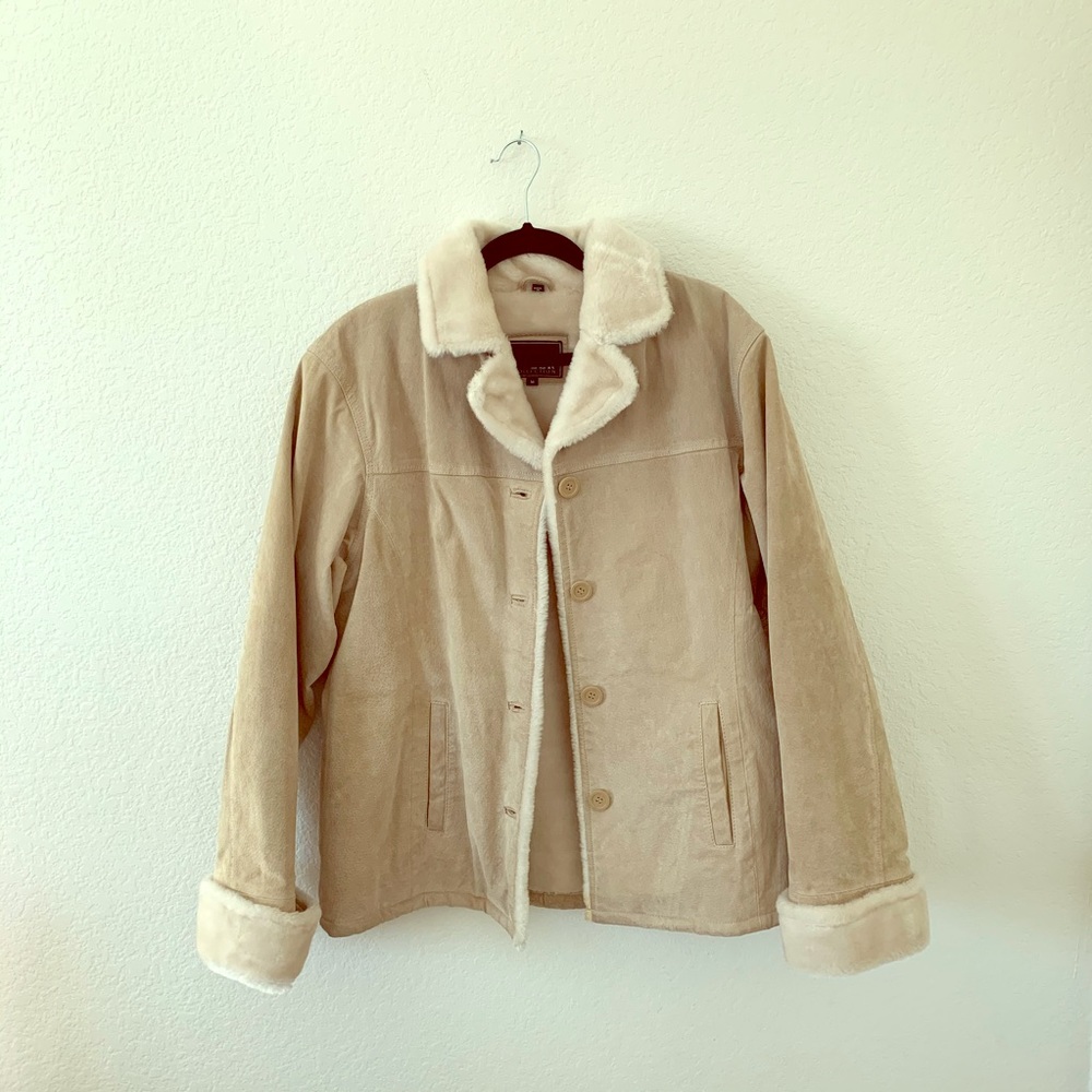 Adler Collection, Creme Suede & Faux Fur Jacket